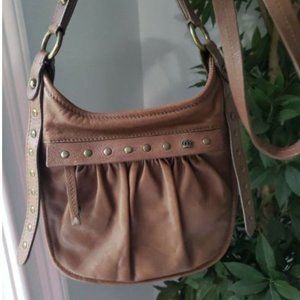 Juicy Couture THINK Brown Taupe Leather Crossbody Bag